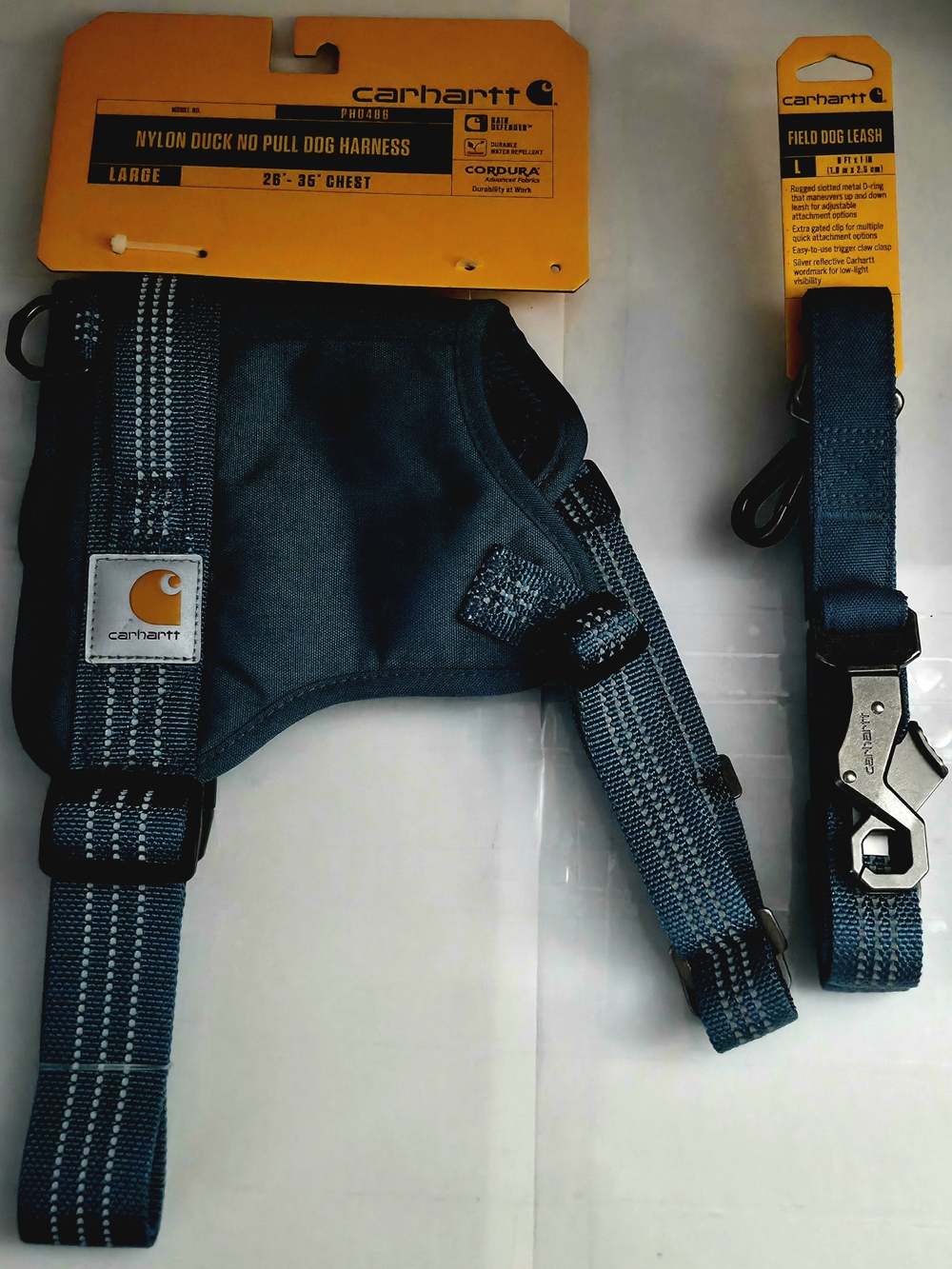 Carhartt Blue Nylon No-Pull Dog Harness with Matching Leash